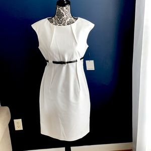 Calvin Klein White Belted Dress NWT